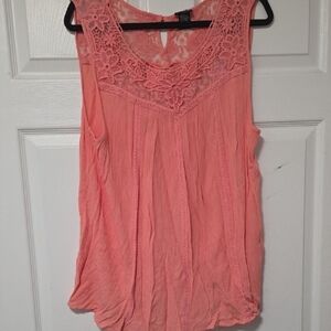 Torrid Coral Lace Detail Sleeveless Blouse